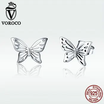 

2018 VOROCO Sterling Silver 925 Butterfly Dream Earrings For Women Wedding Anniversary Fashion Jewelry Earring Chic Gift BKE452
