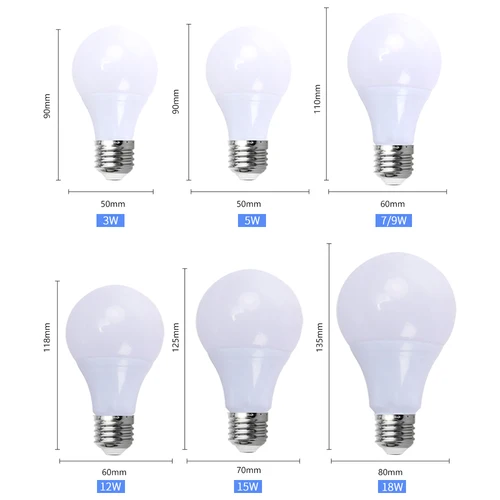 LED E27 LED 램프, E14 B22 전구, 차가운 또는 따뜻한 흰색 스포트라이트 램프, 3W, 5W, 7W, 9W, 12W, 15W, 18W, 220V, 110V 4