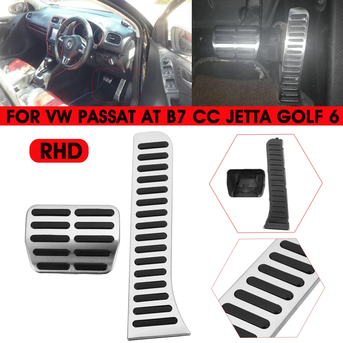 

2pcs Car Accelerator Brake Cover Gas Fuel Brake Non Slip Foot Pedals Pad For VW Passat AT B7 CC Jetta Golf 6 Right Hand Drive