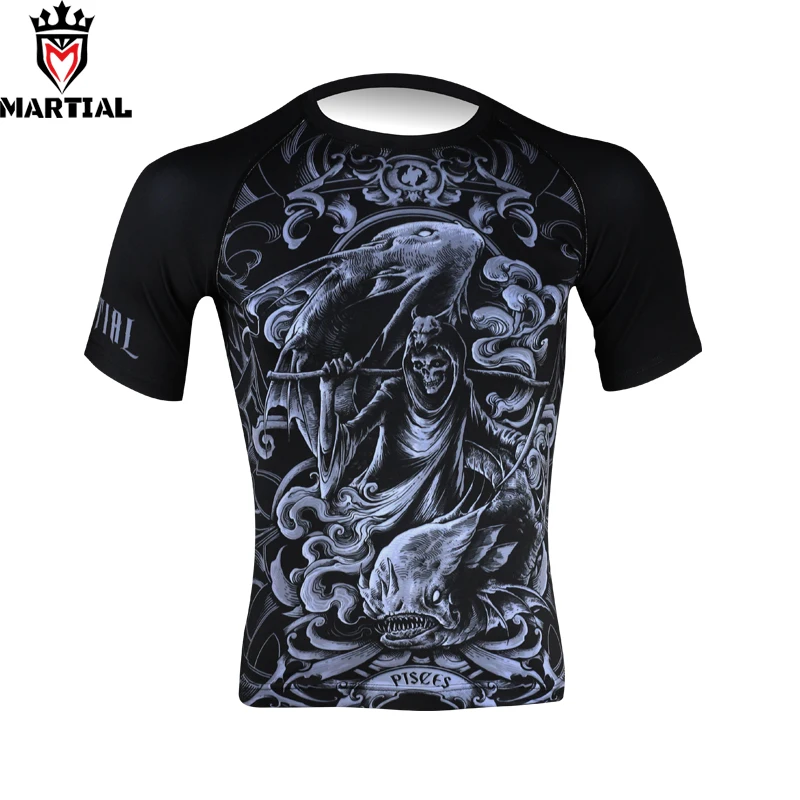 Martial : Pisces sublimated sports t shirt gym men qucik dry shirts mma clothing breathable plus size jersey |