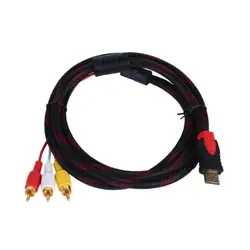 Черный шнуры питания и удлинители высокое качество до 3 RCA 1,5 м кабель Мужской адаптер конвертер кабель для HDTV дропшиппинг