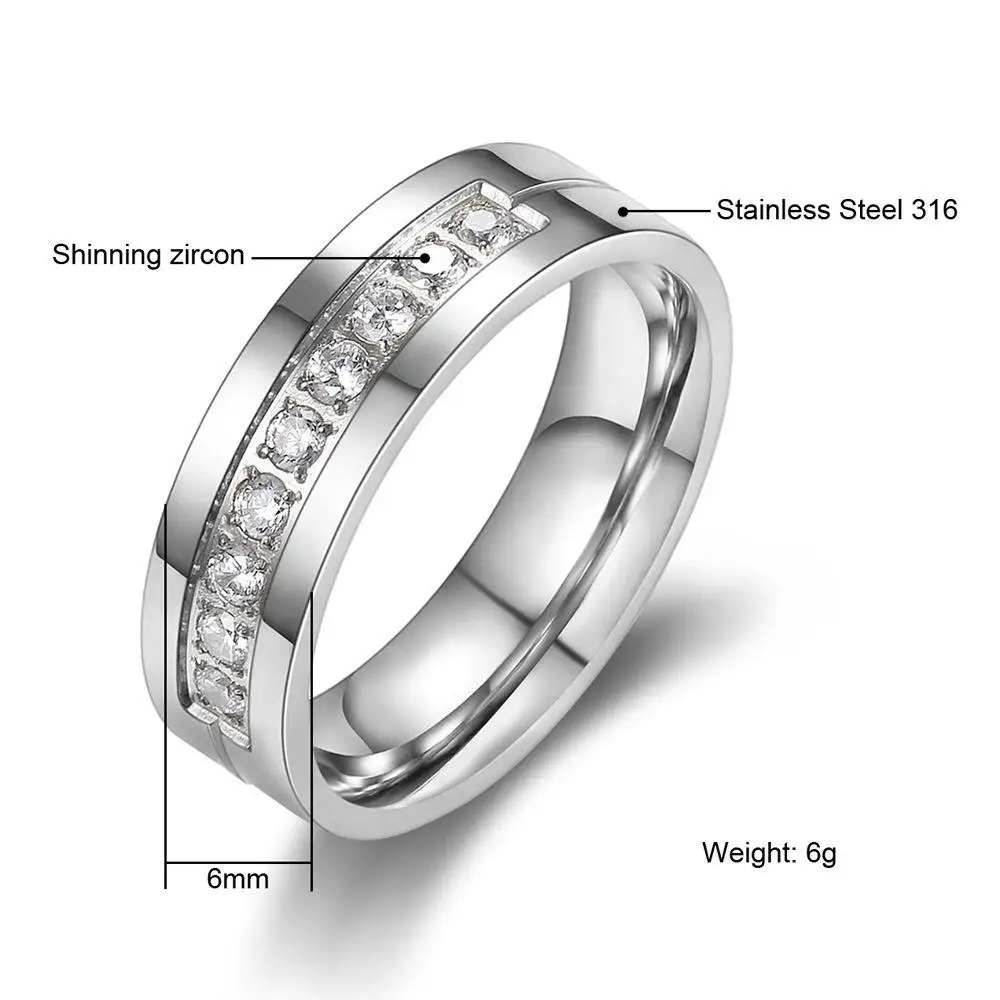 New Wedding Band Engagement Rings for Couples Women Men 316L Stainless Steel High Quality Lovers Jewelry Valentine's Gift