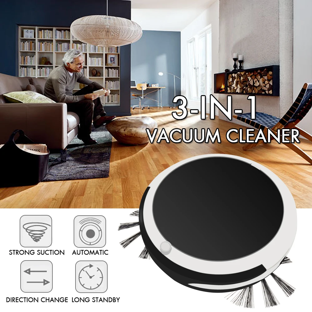 

1Pcs Automatic Sweeping Robot Sweep Suction Drag Machine US Plug Rechargeable Vacuum Cleaner Sweeping Wet and Dry