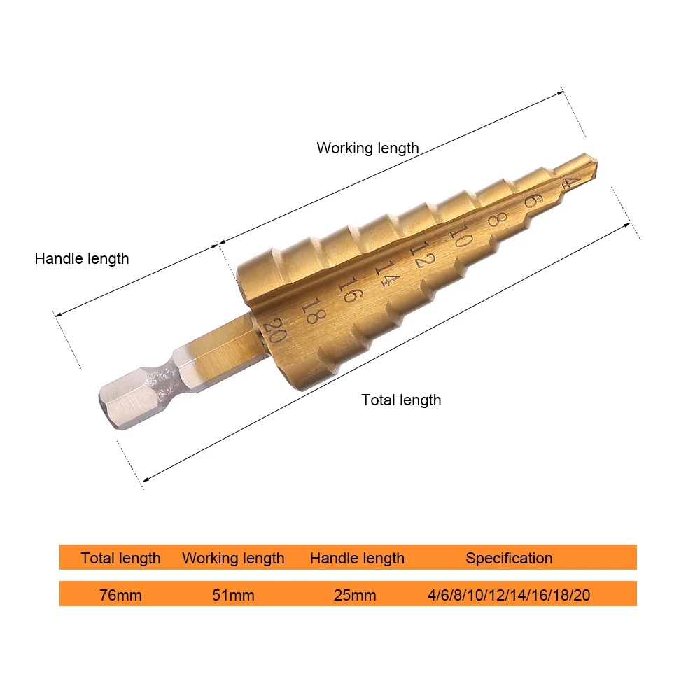 Jelbo Drills Taper Power Tools 4-20mm Step Drill Bit Metal HSS Steel Cone Step Drill Sharpening Hole Countersink Tools Bit Jelbo Drills Taper Power Tools 4-20mm Step Drill Bit Metal HSS Steel Cone Step Drill Sharpening Hole Countersink Tools Bit