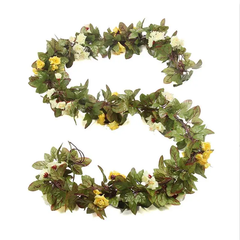 

1pc 220cm Artificial Rose Flower Wisteria Vine Rattan Hanging Silk Flower Garland for Wedding Party Home DIY Decoration
