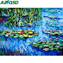 AZQSD DIY картина маслом по номерам красочный Лотос пейзаж Ручная роспись холст настенная картина украшение дома настенное искусство K748