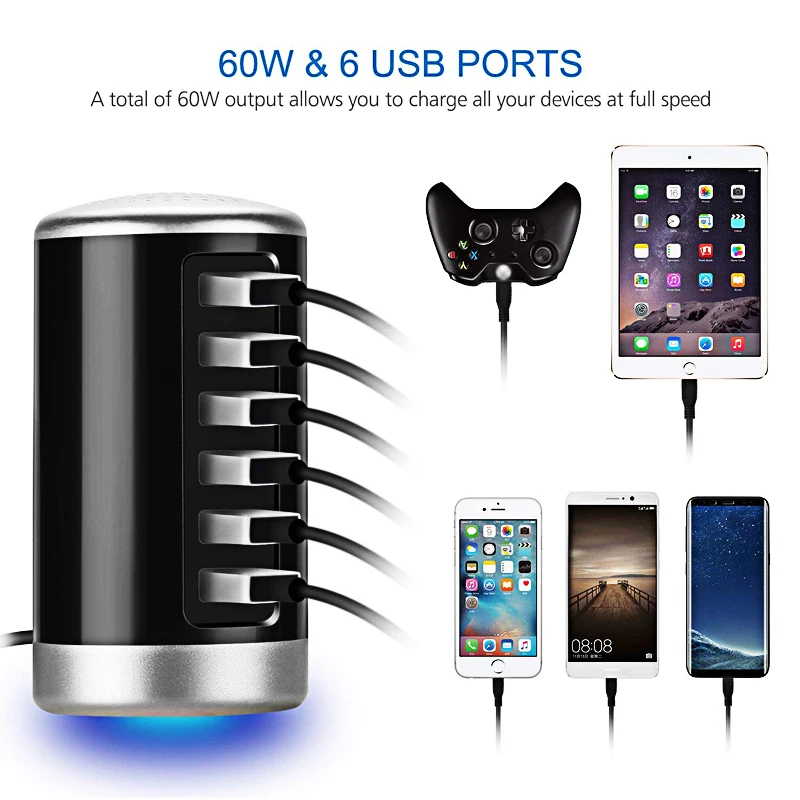 العالمي 6 منافذ شاحن لباد اللوحي سطح المكتب USB شحن Hub محطة برج مع الذكية تحديد ل فون الروبوت العالمي 6 منافذ شاحن لباد اللوحي سطح المكتب USB شحن Hub محطة برج مع الذكية تحديد ل فون الروبوت