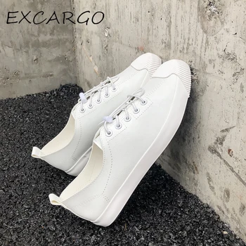 

EXCARGO Summer Shoes Men Casual White Sneakers Flat Black/white Spring Vulcanize Sneakers For Men Comfortable PU Leather Shoes