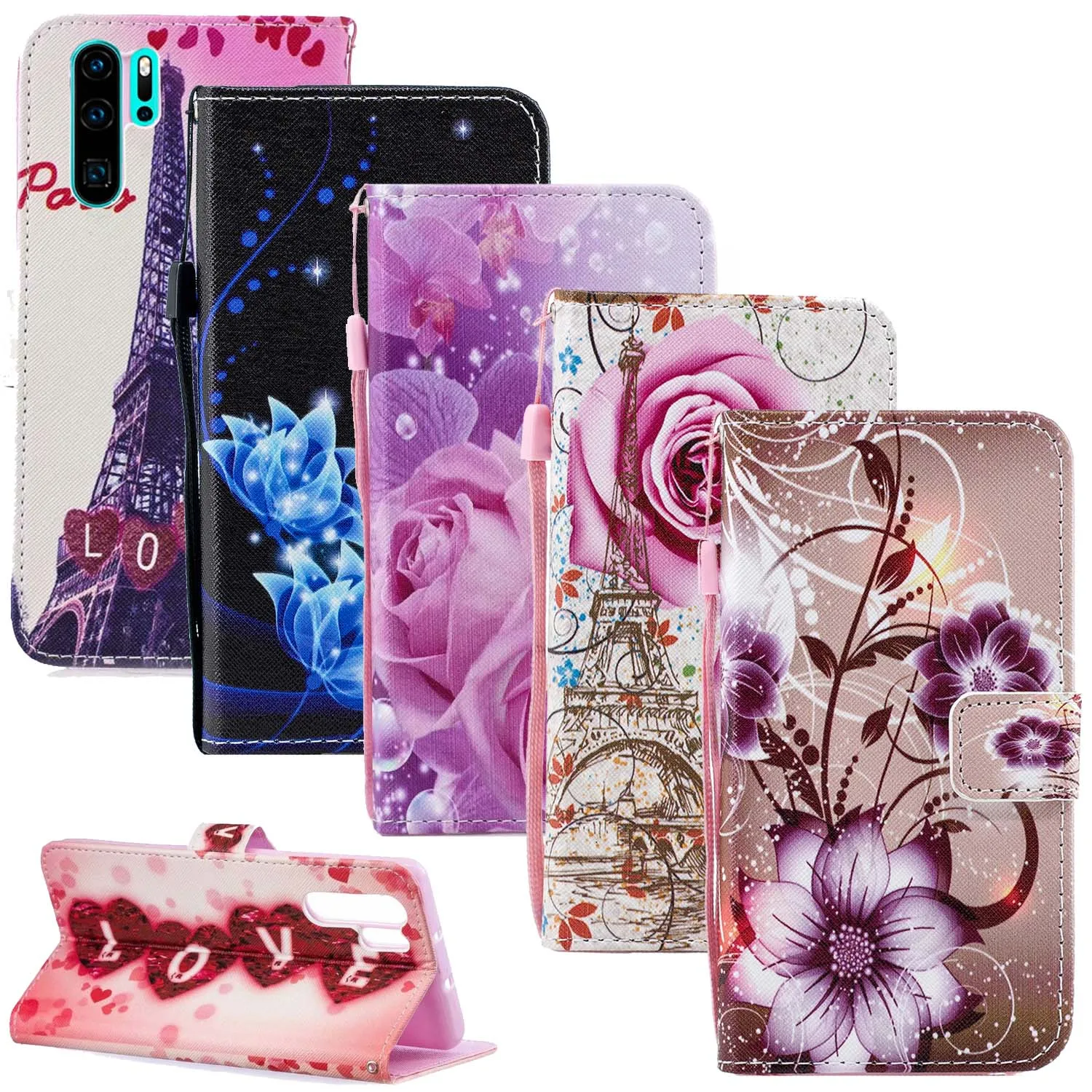 

P20 P30 Pro Flower Leather Cases For Huawei Honor 10 9 Lite 7A 7C 8A 8C P Smart Nova 3 3i Y7 Y9 Y5 Y6 Prime 2018 Case Wallet Bag