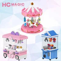 HC Magic Blocks Cute Cartoon Building Toy Merry Go Round Game Model UFO CATCHER Bricks Brinquedos for Kids Toys Girls Gifts