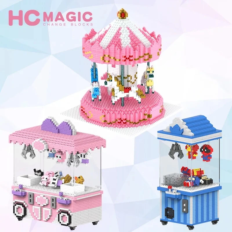 Hcマジックブロックかわいい漫画ビルのおもちゃメリーゴーラウンドためゲームモデルufoキャッチャーレンガbrinquedos子供たちのおもちゃ女の子ギフト Blocks Aliexpress