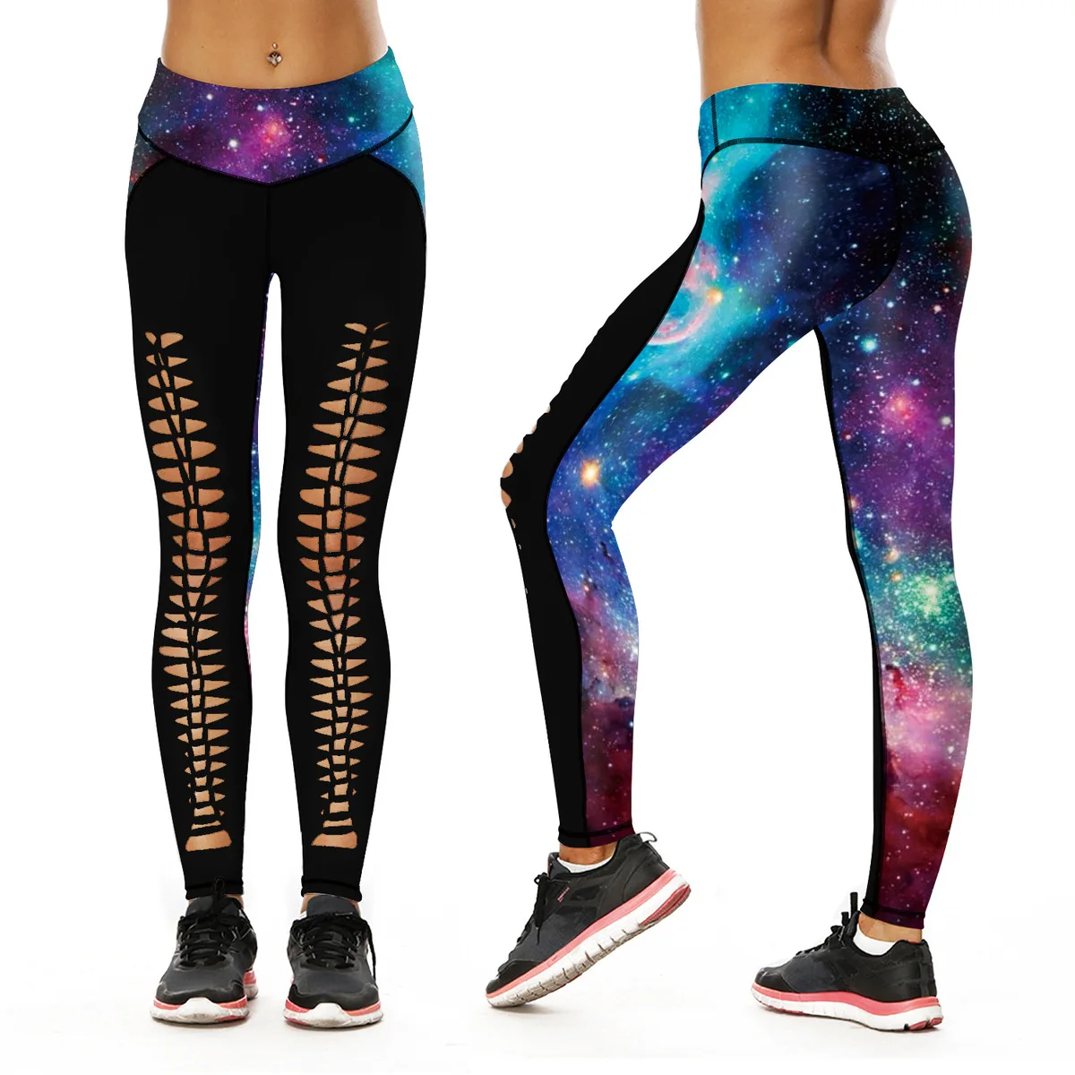 Popularity Colour Starry Sky Number Printing High Waist Elastic Force Nine Part Pants Knicker | Спорт и развлечения