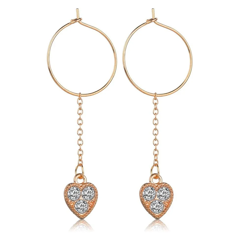 

Women Fashion Earrings Heart Design With 3 shinning Rhinestone Romantic Wedding Jewelry Fashion Gifts For Women Earings