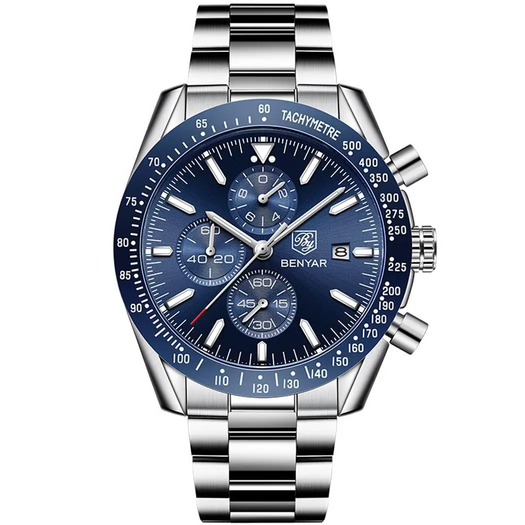 

2019 Watch Men Luxury Brand Mens Blue Watches Silicone Band Wrist Watches Men's Chronograph Watch Male Relogio Masculino
