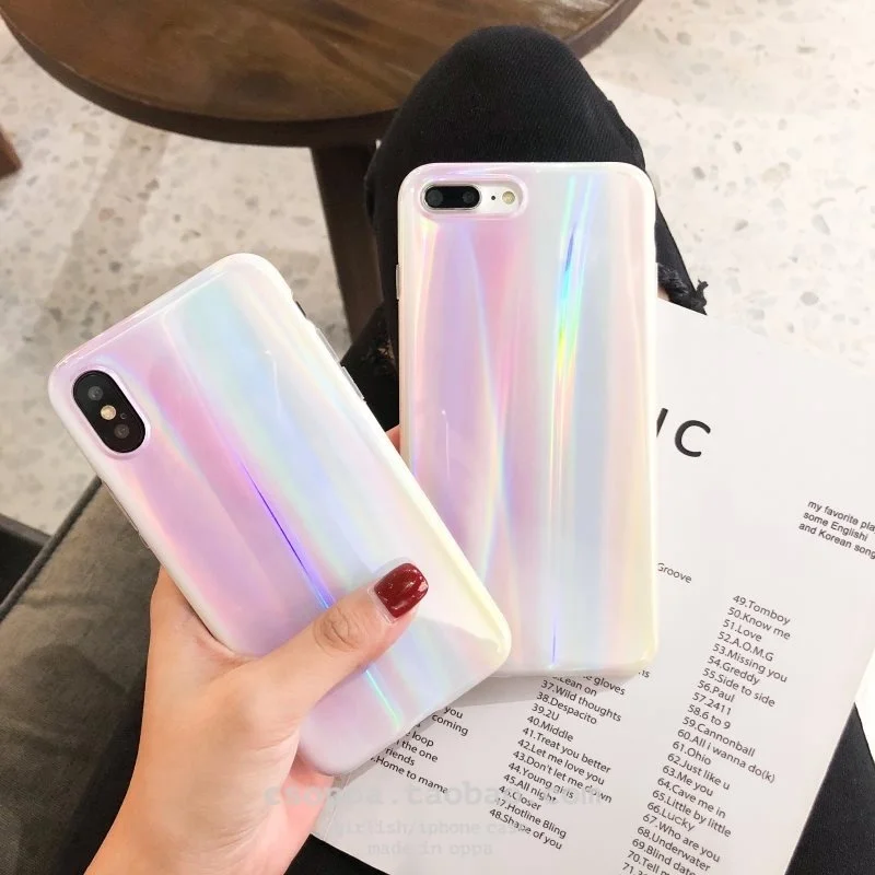 

Colorful Aurora Laser Tide Phone Case for iPhone X Xs Max XR 8 7 6 6s Plus Soft TPU Back Cases for iPhone X