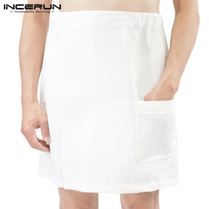 

Chic Bathrobes Male Pajama Men Gown Cotton Robe Pajama Skirt Magic Button Skirt Underwear Bottom Lounge Beach Towel Hombre Robe