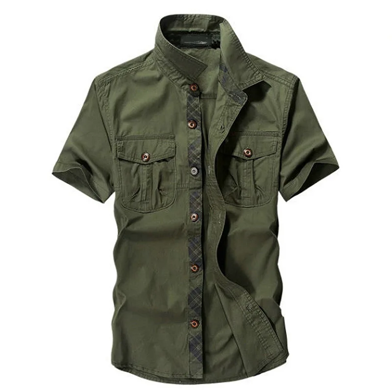 Летняя уличная мужская Тонкая хлопковая рубашка с коротким рукавом, Мужская дышащая Военная тактическая рубашка карго для альпинизма