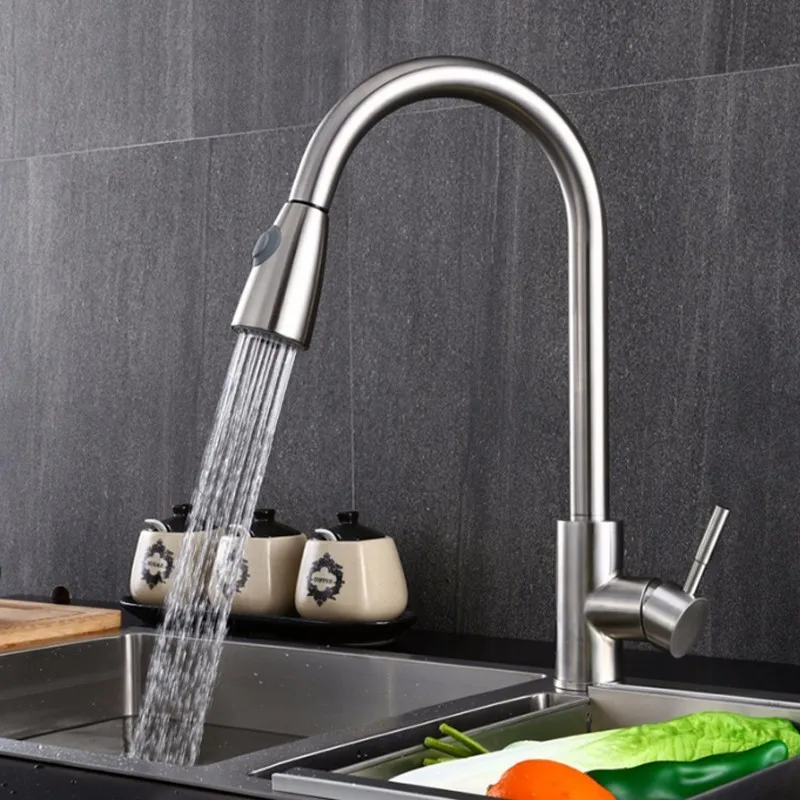 

Food grade 304 stainless steel lead-free kitchen faucet hot and cold sink sink faucet