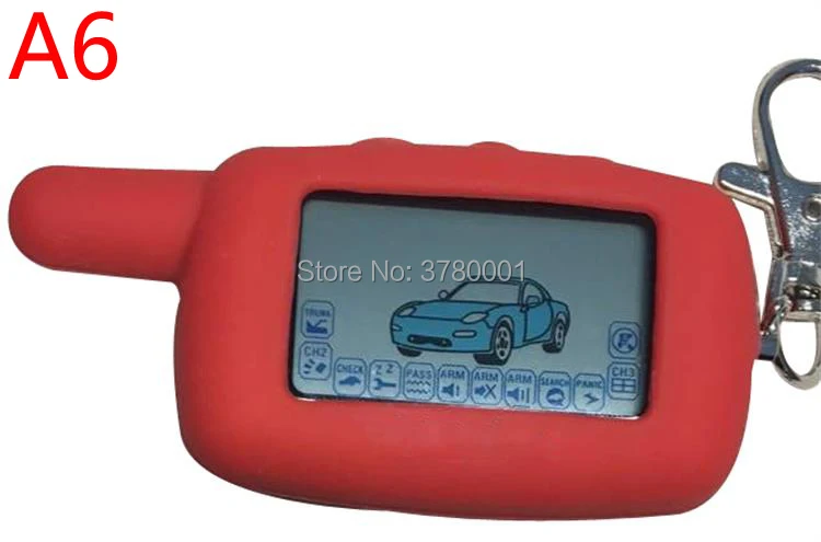 

A6 LCD Remote Control Keychain +Red A6 Silicone Case For Vehicle Security Two Way Car Alarm StarLine A6 Keychain