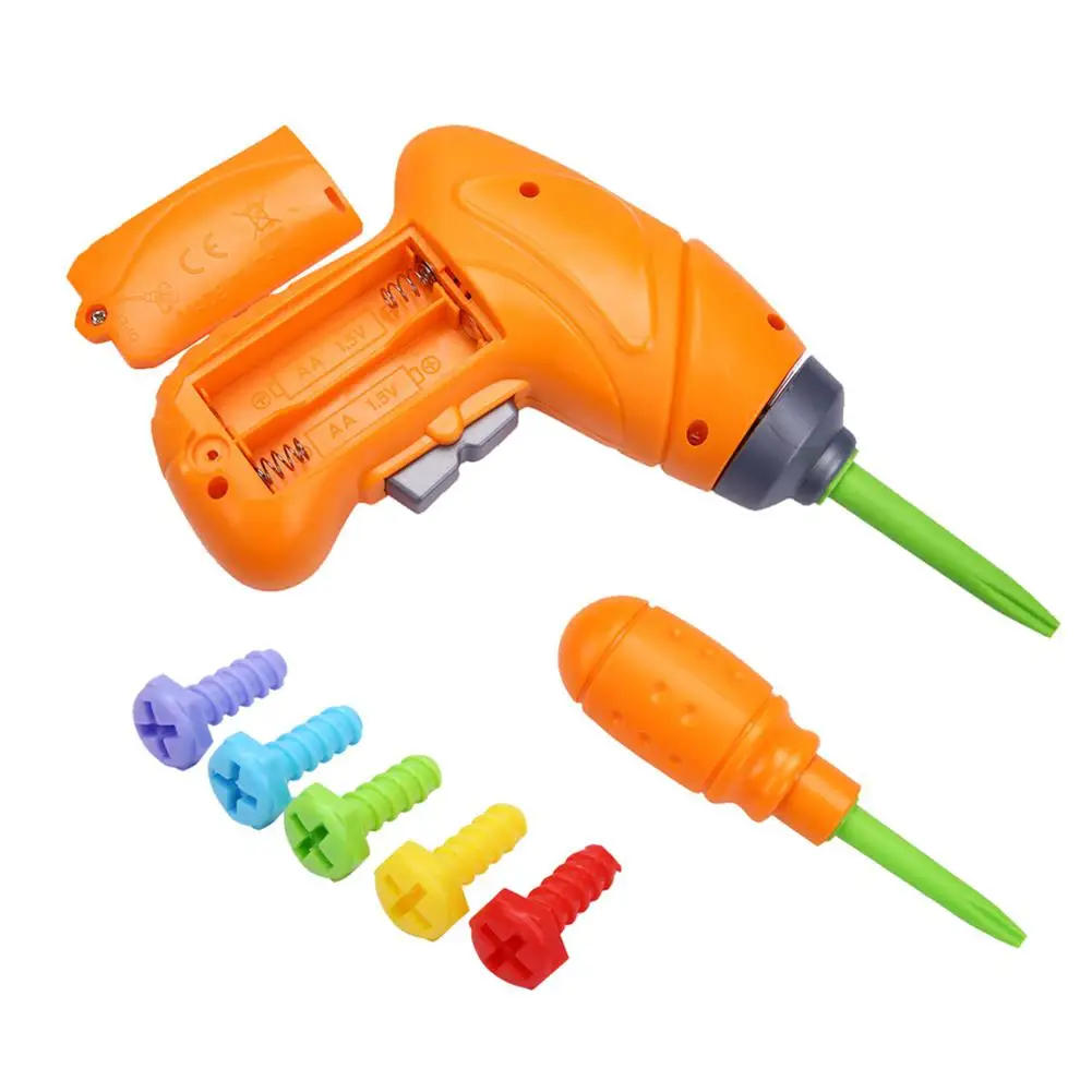 Children Fun Electric Drill Puzzle Toys Disassemble Screw Nut Assembly Combination Toys