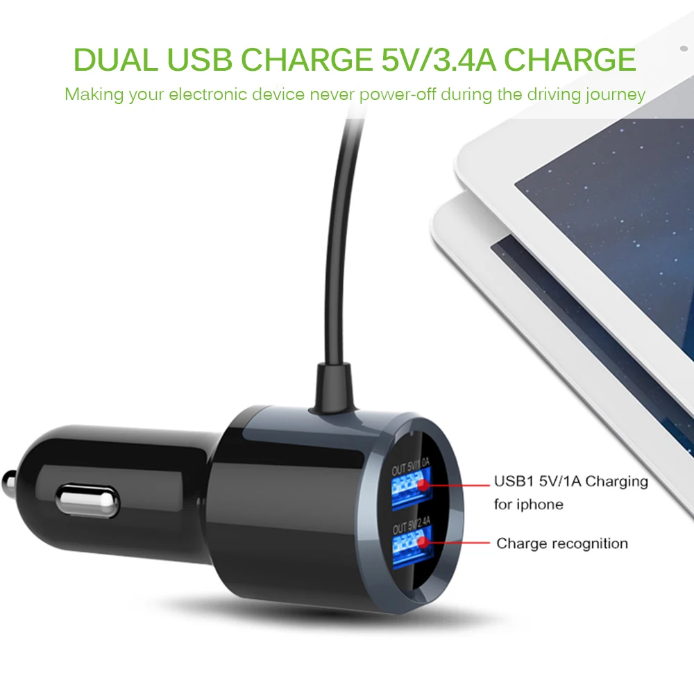 3.4A Dual USB Зарядное устройство fm передатчик Bluetooth Автомобильный MP3 плеер