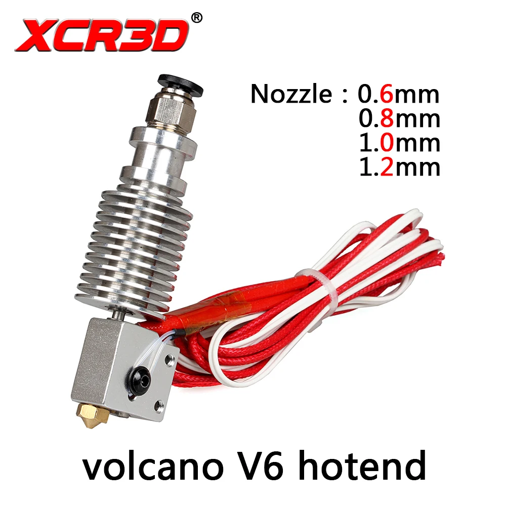 XCR3D 3D-принтеры экструдер Запчасти вулкан V6 hotend большой диаметр сопла 1,75 мм/0,6 0,8 1,0 1,2 мм 12 V/24 V