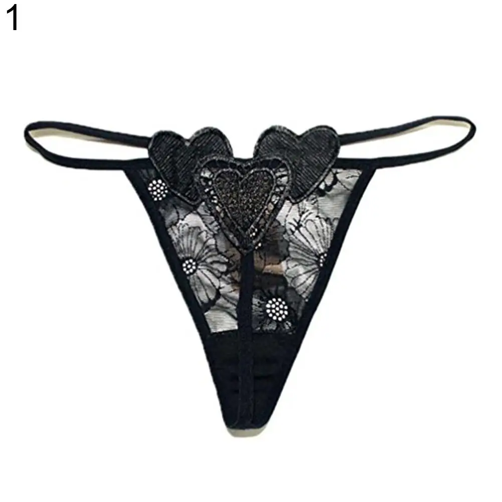 

Women Sexy Lace Hollow Low Waist G-String Love Heart Underwear Sleepwear Panty