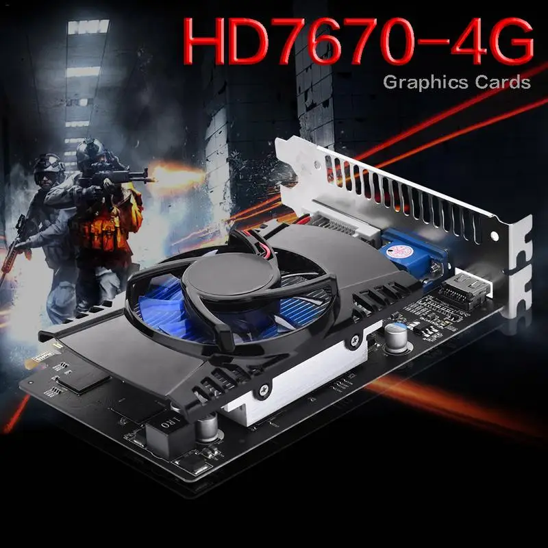 128Bit PCI-E расширения Порты и разъёмы HD7670-4G GDDR5 компьютер независимая игры Графика карта, видеокарта для ПК компьютер