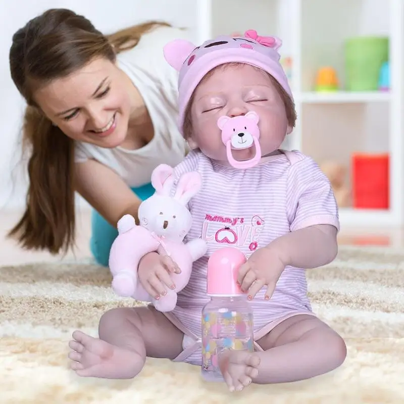 

NPK 56cm Mini Reborn Baby Doll Vinyl Simulation Doll Girls Gift Baby Playmate Toy Imitation Baby Bathing Toy Photography Prop