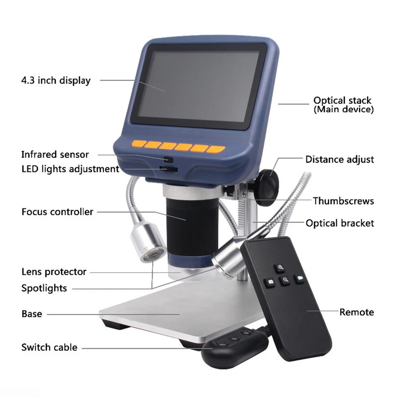 AD106S цифровой микроскоп 4,3 дюймов 1080 P с hd-сенсор USB микроскоп для ремонта телефона пайка инструмент оценка ювелирных изделий