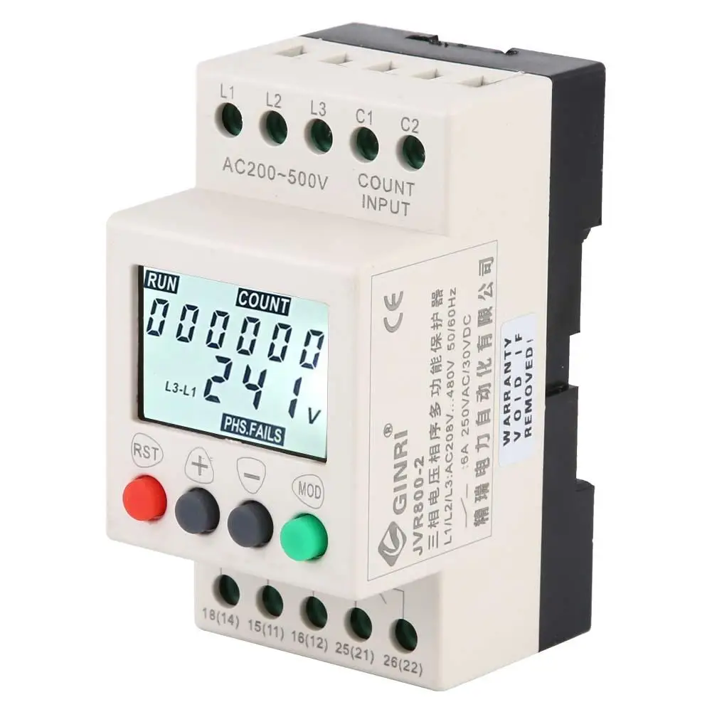 

JVR800-2 Under Over Voltage Protector 3 Phase Voltage Monitoring Sequence Protection Relay