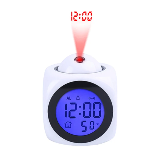 Us 10 39 20 Off New Projection Alarm Clock Wake Up Bedroom Voice Report Clock Multi Function Projection Alarm Clock Led Wall Ceiling Projection In