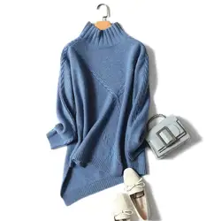 Shuchan Rib Knit водолазка свитер пуловер 2018 новая зима 100% кашемир толстый свитер Свободный Повседневный женский свитер джемпер Топы