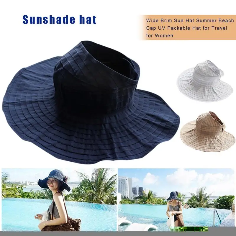 

2019 Casual Shade Sun Hat Summer Beach Cap Empty Top Straw UV Packable Hat For Travel Lady Women Glris Sun Hat Female Casual