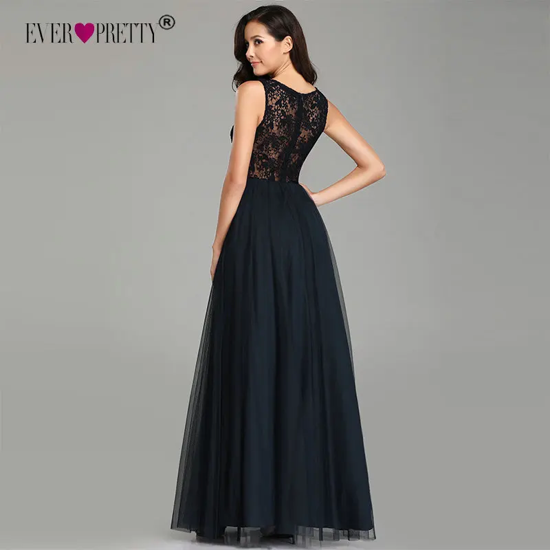 Elegant Navy Blue Evening Dresses Long Ever Pretty EZ07644NB Sexy Cheap A-line Sleeveless V-neck Tulle Lace Back Robe De Soiree Elegant Navy Blue Evening Dresses Long Ever Pretty EZ07644NB Sexy Cheap A-line Sleeveless V-neck Tulle Lace Back Robe De Soiree