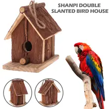 Ручной работы, деревянные птица дом Китайская ель двойной скошенный крючок в виде птицы подвесное Гнездо дом
