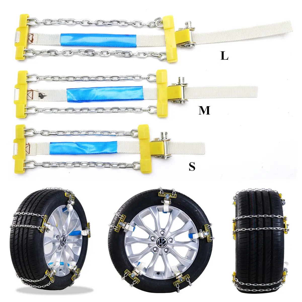 1PC Universal Alloy Steel Anti-slip Car Snow Mud Chain Wheel Tyre Tire Belt Emergency Anti Skid Snow Chains S/M/L