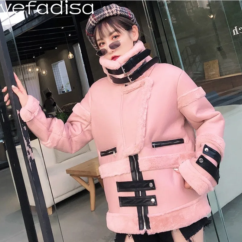 Vefadisa/зимнее пальто из искусственной кожи для женщин однотонное бархатное