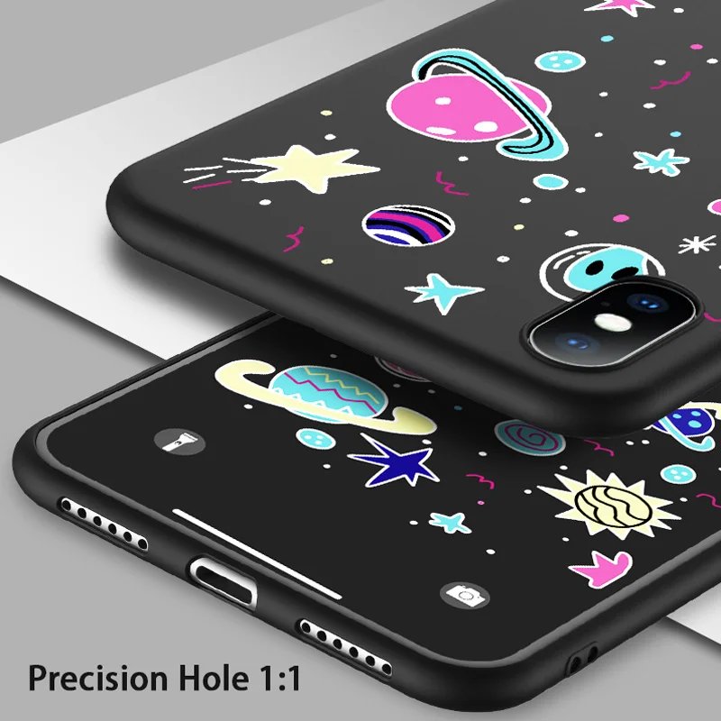 Ottwn Moon Stars For iPhone 7 Case For iPhone X XR XS Max 6 6s 8 Plus 5s SE Soft TPU Phone Case Planet Space Silicone Back Cover