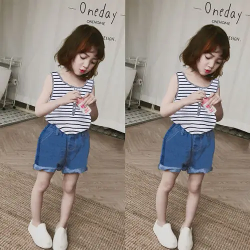 Emmababy/Одежда для маленьких девочек футболка в полоску + шорты комплекты одежды из 2