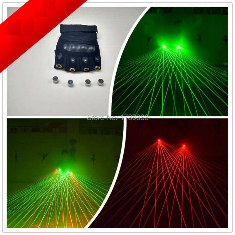 

Multi-function galaxy beams green Red Laser Gloves Dancing Stage Show Light With 4pcs lasers and 80 beams of No Exposed wire