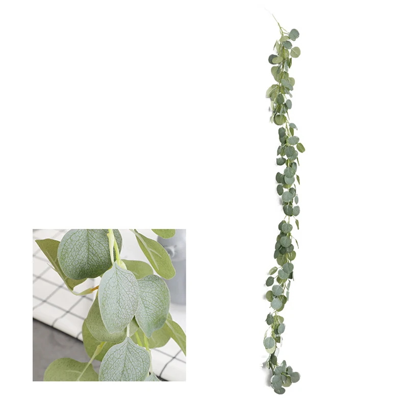 

Artificial Eucalyptus Garland Silver Dollar Leaf Foliage Plants Greenery Decor