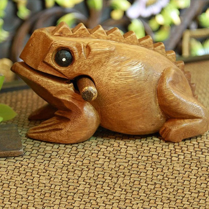 Percusion Carved Croaking Wood Percussion Musical Sound Frog Tone Block Toy Wooden Lucky for Frogs toy Gift | Спорт и развлечения