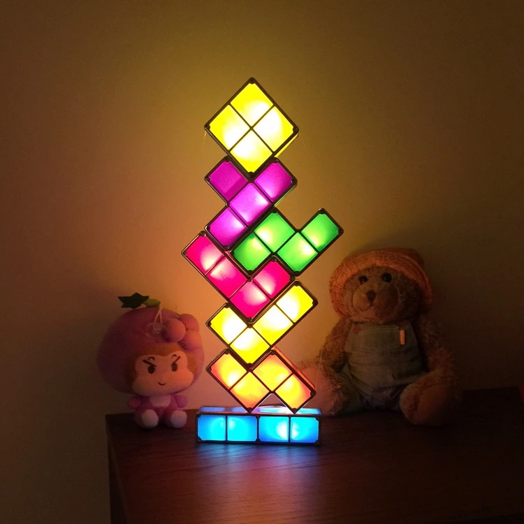 

DIY Tetris Puzzle Light Stackable LED Desk Lamp Constructible Block Night Light Kids Toys Gift Home Decor Lamp