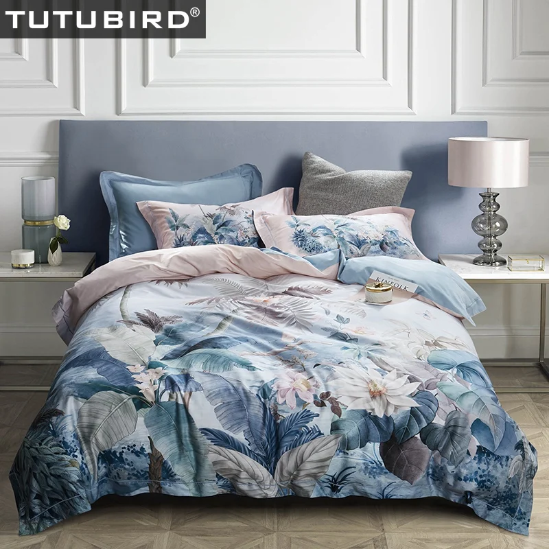 

TUTUBIRD European Egyptian cotton bed linen Soft Satin bedding floral pastoral duvet cover queen king size 4pcs sets