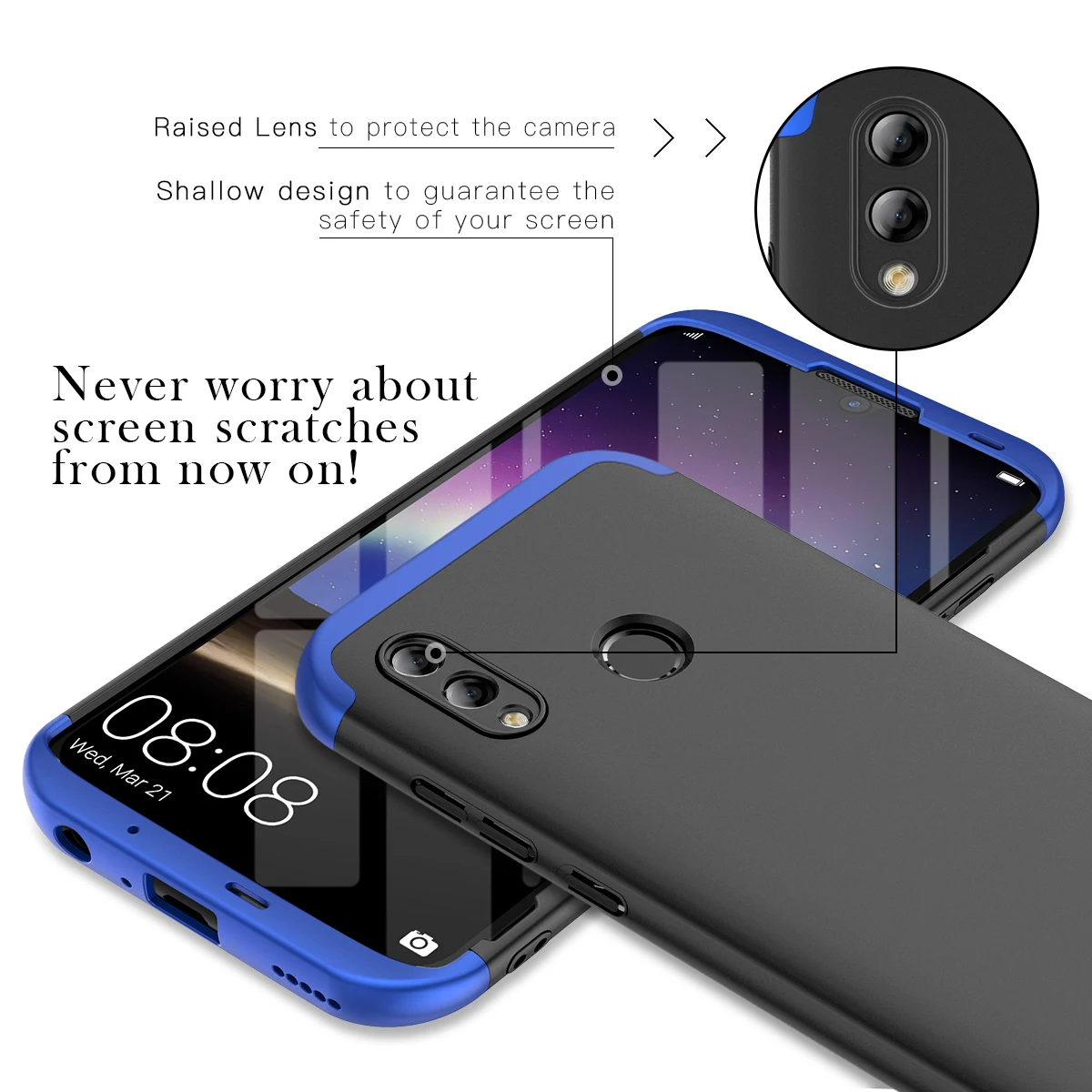 Чехол 3 в 1 из жесткого поликарбоната для Huawei Honor 8C P30 10 Lite pro противоударный