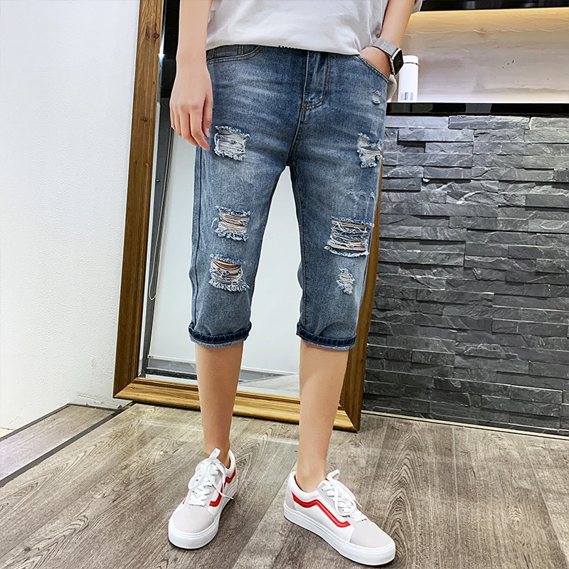 

2019 Summer New Pattern Holes jeans men Cowboy Shorts Man Pants clothes streetwear clothing