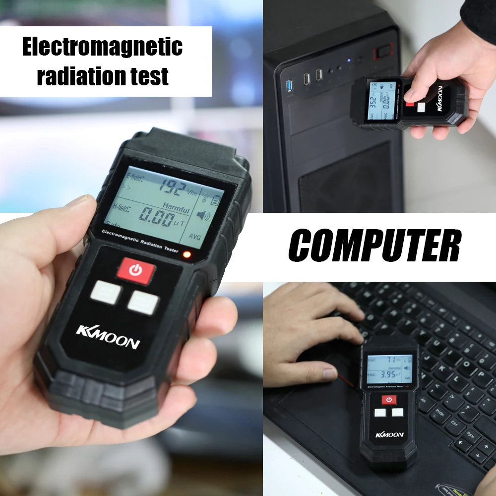 

Handheld Digital LCD Electromagnetic Radiation Tester Electric Field Magnetic Field Dosimeter Detector with Sound Light Alarm