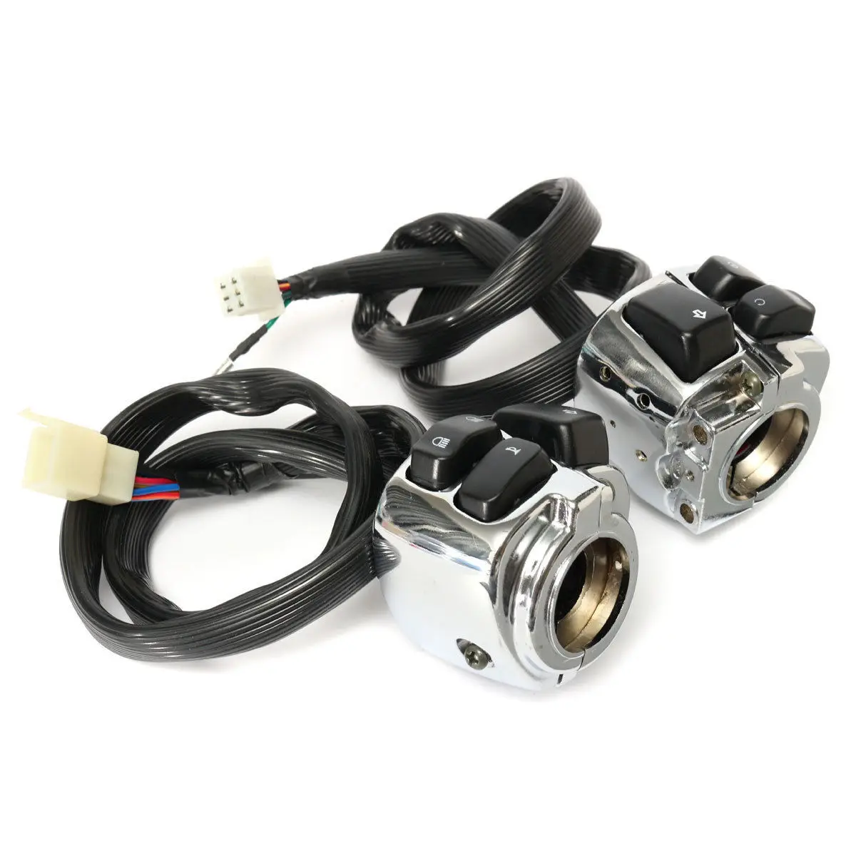 

1 Pair 100% brand new and high quality 25mm Motorcycle Chrome Handlebar Switches with Wiring Harness for Harley