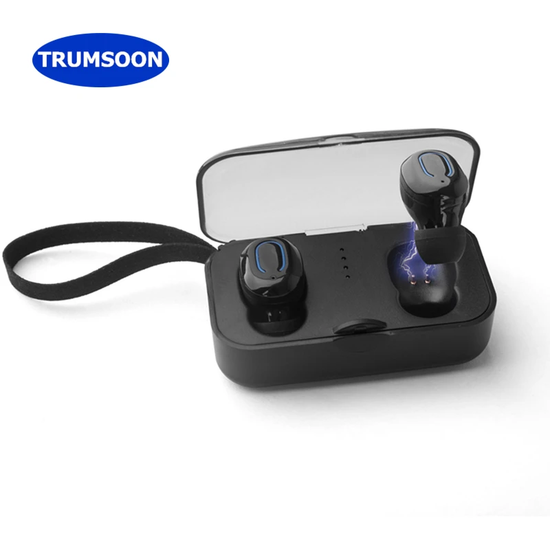 

Trumsoon Wireless TWS Bluetooth 5.0 Earphone One-click Operation Portable Stereo Earbuds with Charging Box Mic for Smart Phones